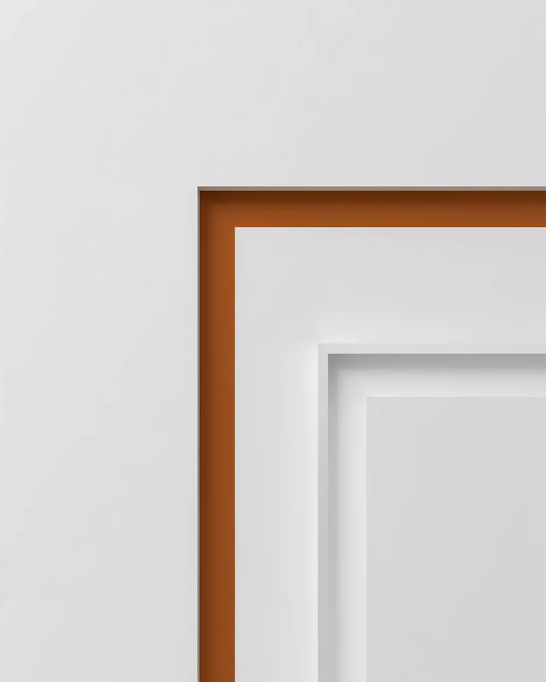 A closed white frame with a copper line along its edge — nothing passes through it