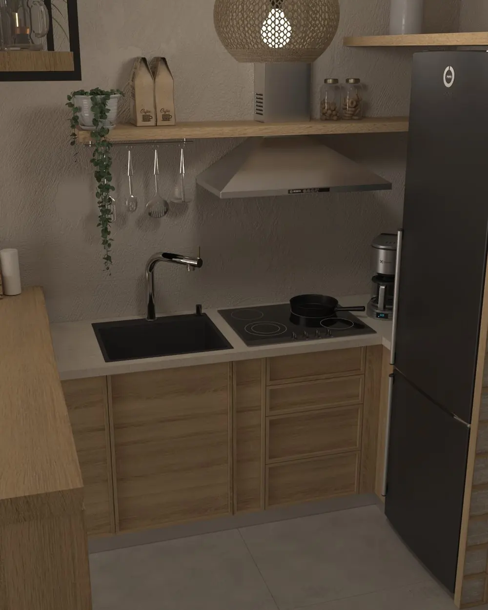 Render of the Ela Home kitchen