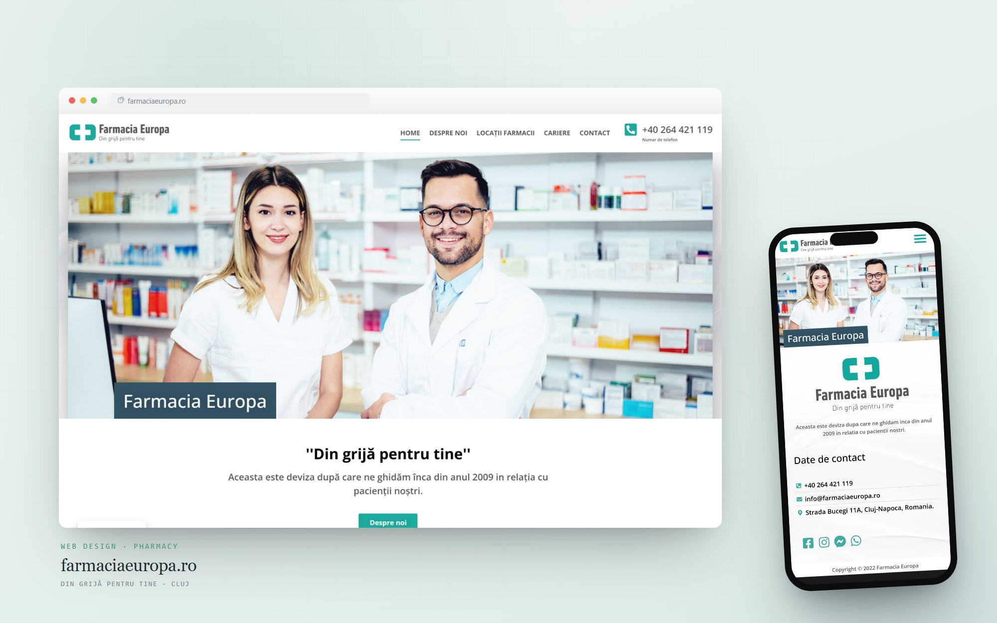 farmaciaeuropa.ro — il sito che Cittago ha progettato e realizzato, su desktop e mobile