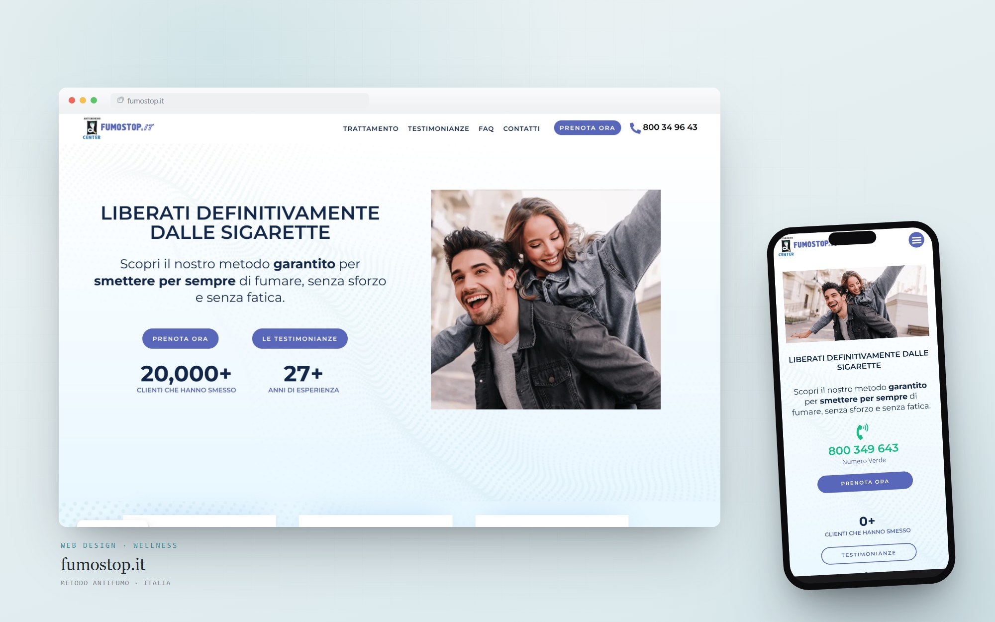 fumostop.it — il sito progettato e realizzato da Cittago, su desktop e mobile